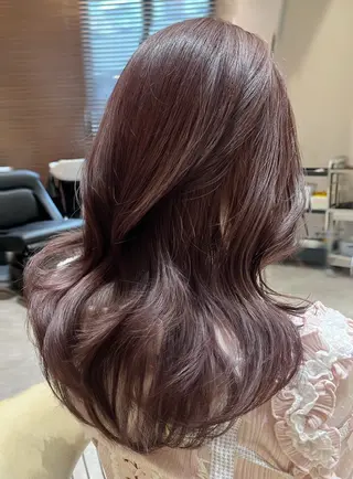 セミロング カラー 顔周りカット/ 透明感カラー/ユナのヘアスタイル