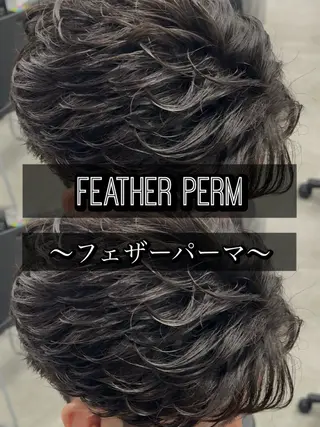 パーマ メンズ センターパート/フェ ザー🔥SHUYAのヘアスタイル