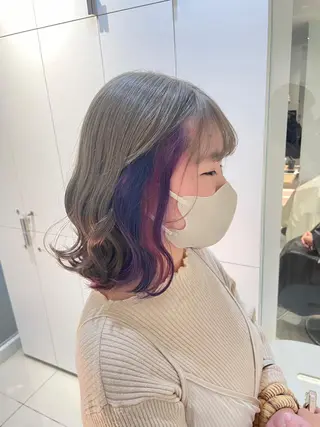 ミディアム カラー ヘアアレンジ 艶髪✨寒色カラー✨ 翁長孝輔のヘアスタイル