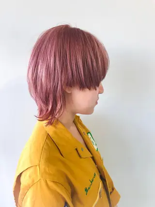 ミディアム 森本裕/オーナー/ ハイトーン/パーマのヘアスタイル