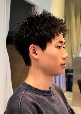 ショート パーマ メンズ 色気のフェザーパーマ 港南台のメンズ美容師のヘアスタイル