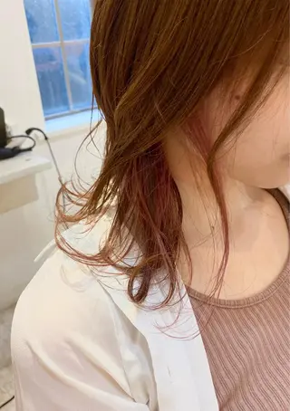 ミディアム カラー 酸性ストレート/ブリ ーチなしWカラー河本のヘアスタイル
