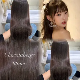 ロング カラー ベージュカラー🤎 酸性縮毛矯正のヘアスタイル