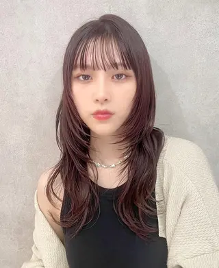 ミディアム カラー 🫧小顔顔周りカット レイヤー/縮毛/白倉のヘアスタイル