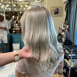 セミロング カラー ブリーチ特化 梅田本多翔のヘアスタイル