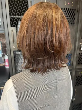 ミディアム カラー パーマ ヘアアレンジ メンズ キッズ マツエク・マツパ アイブロウ 久木原 ゆりのヘアスタイル