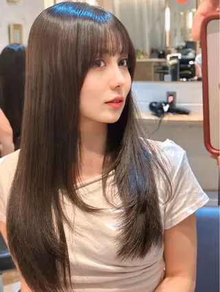 セミロング 銀座/レイヤー /髪質改善/韓国ヘアのヘアスタイル
