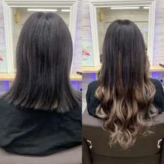 ミディアム カラー ヘアアレンジ アイブロウ LAVENDIA 初音のヘアスタイル