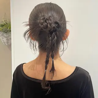 セミロング ヘアアレンジ 🎟暖色カラー /アレンジ🎀くるみのヘアスタイル