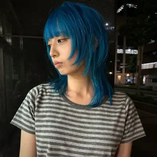 ミディアム カラー 顔周りデザイン/ ハイトーン/多田悠馬のヘアスタイル