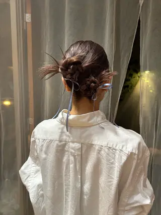 セミロング ヘアアレンジ 🎗️【ヘアセット 美眉】吉川玲🎗️のヘアスタイル