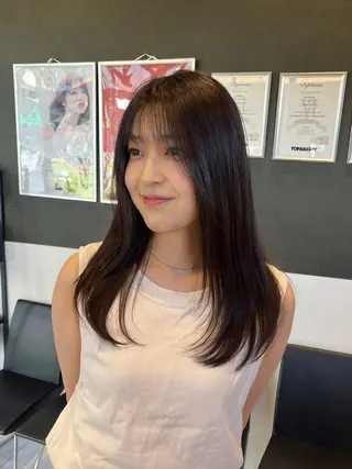 セミロング ボブパーマ/レイヤー カット/KINAMIのヘアスタイル