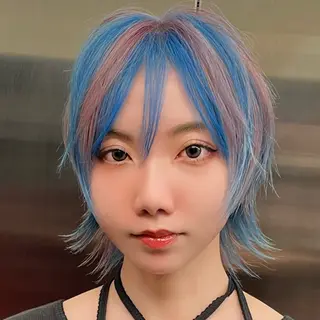 カラー ウルフ/レイヤー/ ブリーチカラーのヘアスタイル