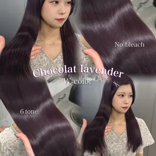 ロング カラー 暗髪🩶ラベンダー/ ブルー/ユウナ🤍のヘアスタイル