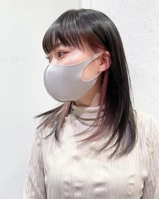 セミロング カラー 似合わせ レイヤー須川のヘアスタイル