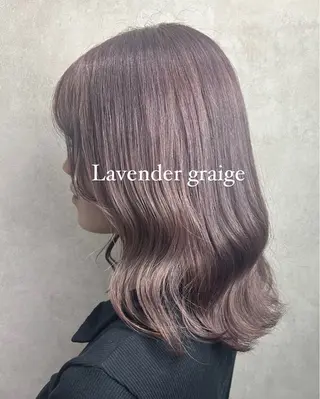 ミディアム カラー Rin♡透明感ピンク 🎀白肌ラベンダーのヘアスタイル