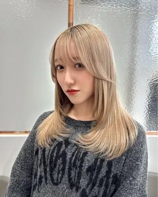 セミロング 韓国ヘア/美髪矯正/ Haruna🦋のヘアスタイル