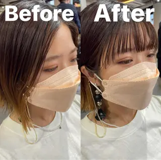 ミディアム ショート/脱白髪染め ☆宇﨑悠実のヘアスタイル