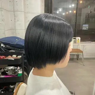 ミディアム カラー パーマ ヘアアレンジ メンズ キッズ ネイル マツエク・マツパ 切りっぱなしヘアボブ ミディアムヘアRYOのヘアスタイル