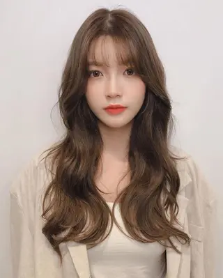 セミロング カラー 韓国風×透明感カラー 髪質改善オタベシンヤのヘアスタイル