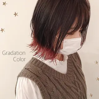ミディアム カラー 市川 千夏のヘアスタイル