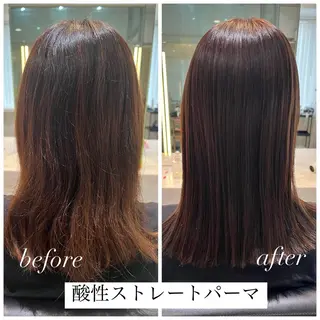 ミディアム パーマ 透明感カラー/ 髪質改善/レイヤーのヘアスタイル