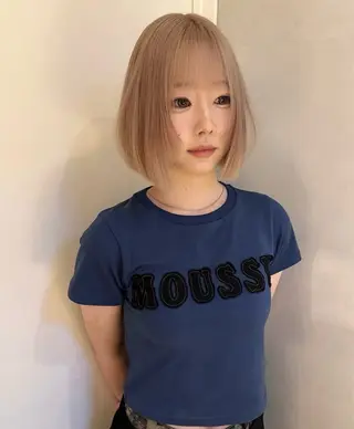 ミディアム カラー ヘアアレンジ 縮毛矯正履歴からの ブリーチ /mamiのヘアスタイル