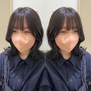 ミディアム カラー ✨髪質改善/顔周りカ ット/縮毛矯正✨三隅のヘアスタイル