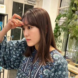 セミロング カラー じゅわっと暖色カラー 🍊Moemiのヘアスタイル