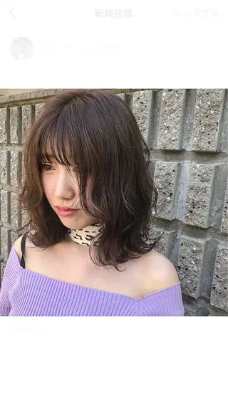 ミディアム カラー レイヤー/顔周り /AKARIのヘアスタイル