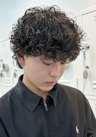 ショート カラー パーマ メンズ キッズ 栄💗レイヤーカット |パーマ|haruのヘアスタイル