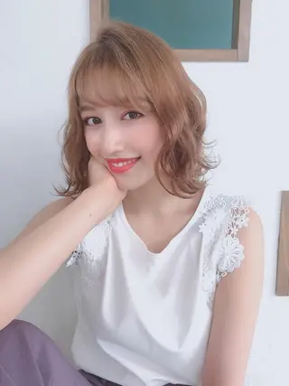 ミディアム カラー パーマ ヘアアレンジ ⭐️ハイクオリティ カラー杉本雄志⭐️のヘアスタイル