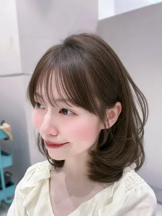 ミディアム 赤み消し透明感カラー 似合わせ前髪柴田礼空のヘアスタイル