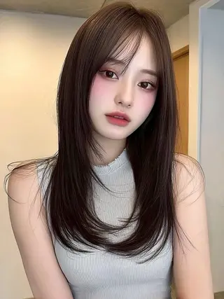 ロング カラー 鍋島 美華のヘアスタイル