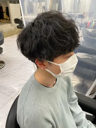 セミロング パーマ ヘアアレンジ メンズ メンズ特化 水口湧太のヘアスタイル