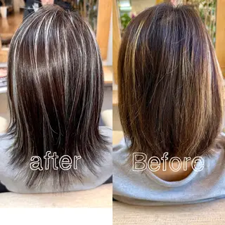 ミディアム カラー 🌈ハイライト特化 🌈 🐶ノザワ🐶のヘアスタイル