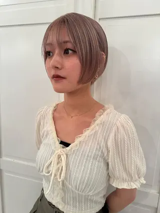 カラー ブリーチカラー🎀 韓国風/寺門美優のヘアスタイル