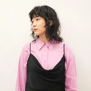 ミディアム パーマ 美髪/デザイン /　湯本　哲也のヘアスタイル