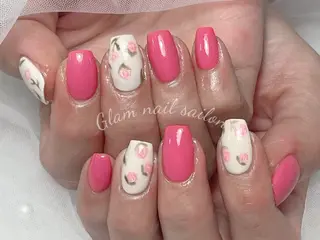 ネイル エツメ💅 長さだし🎀デザインのネイルデザイン