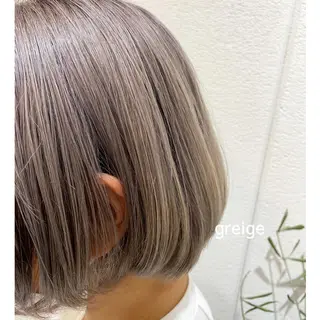 ミディアム カラー レイヤー べージュ 白石研太のヘアスタイル