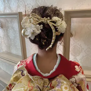 セミロング ヘアアレンジ 🦋Misaki🦋 メンズパーマ/着付けのヘアスタイル