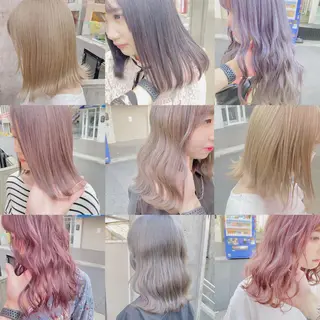ミディアム カラー ヘアアレンジ TAKUMAブリーチ /切りっぱなし🪽のヘアスタイル
