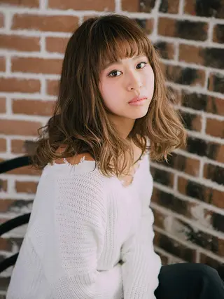 セミロング カラー 福島 浩司のヘアスタイル