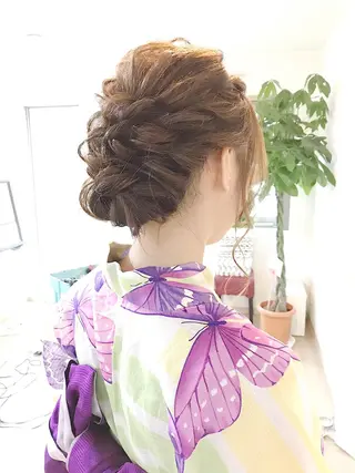 セミロング ヘアアレンジ 早朝✨ヘアセット 着付け/清水玲歌のヘアスタイル