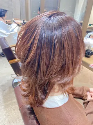 セミロング カラー ヘアアレンジ レイヤー×ヘッドスパ *保田遥*のヘアスタイル