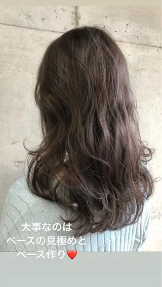 セミロング カラー 大栗 佑也  髪質改善のヘアスタイル