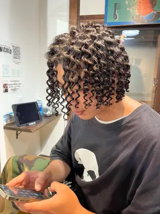 セミロング 東風上 亮介のヘアスタイル