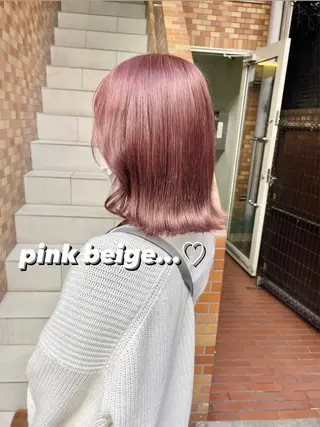 セミロング カラー ヘアアレンジ ハイトーンピンク🍑 ブリーチ🍑RINAのヘアスタイル