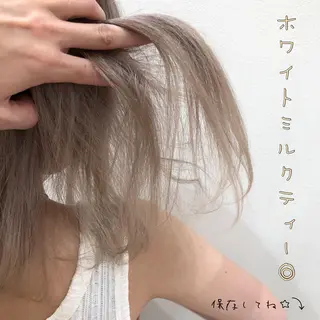 セミロング 横浜ブリーチムラ直し ハイトーン/ブリーチのヘアスタイル