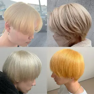 ショート カラー メンズ 🧸赤み消し🐾 ラベンダ/ミルクティのヘアスタイル